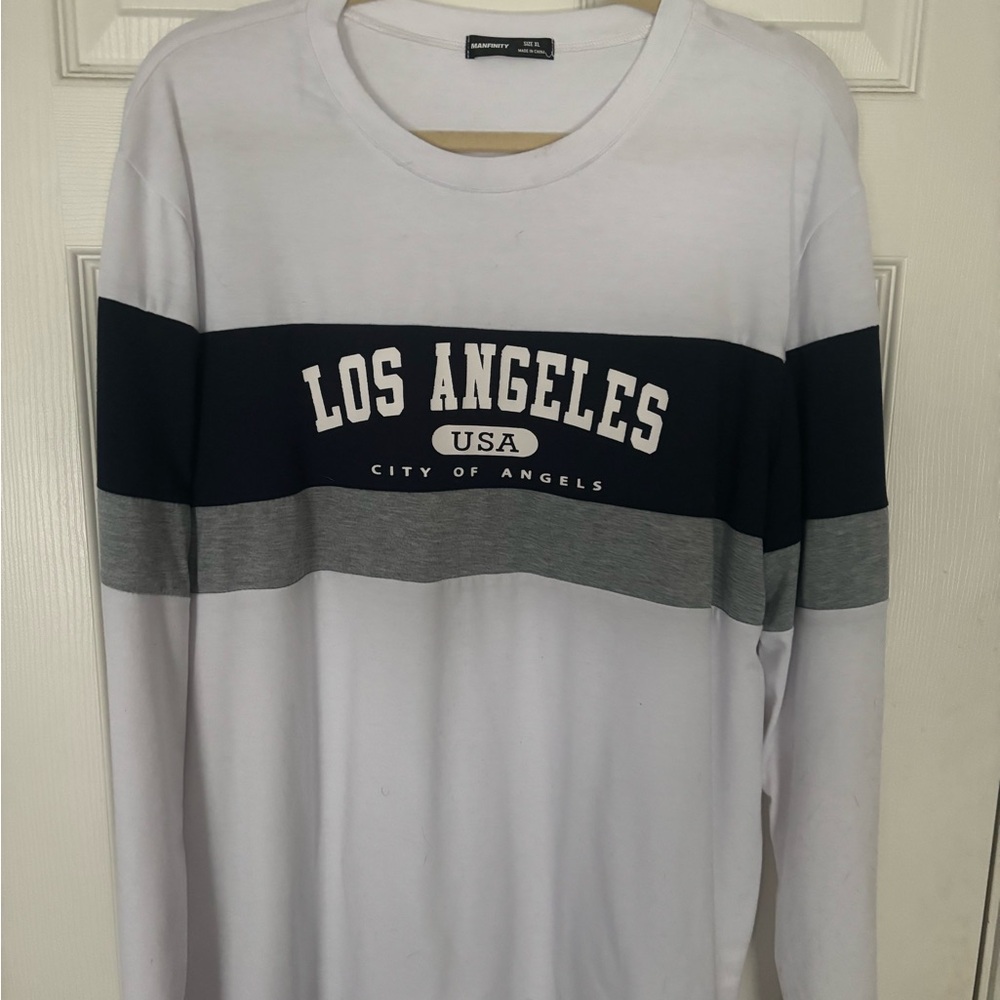 Los Angeles Graphic Long Sleeve Shirt - White and Gray